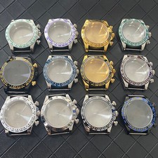 39MM Stainless Steel Sapphire Glass Watch Case Strap for VK63 Quartz Movement