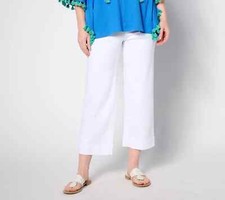 Belle by Kim Gravel Reg TripleLuxe Twill Wide Leg Cropped Pants White 22 A634773