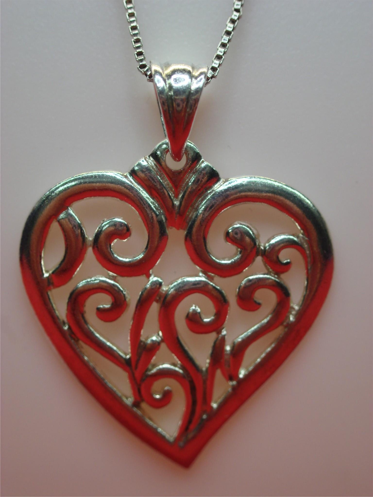 SOLID STERLING SILVER HEART PENDANDT WITH CHAIN -… - image 3