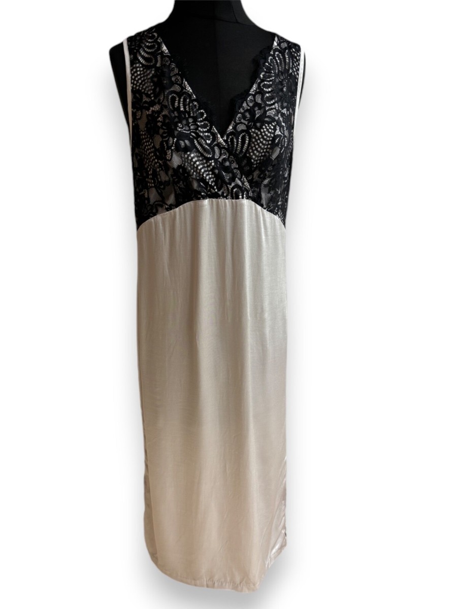 M&S Collection Nightdress Nightie Slip Women's Size Satin Black