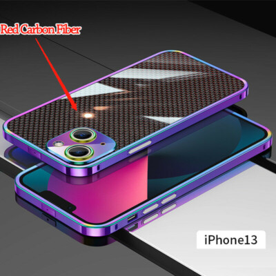 Für iPhone 13 12 11 Pro Max Stoßfeste Metall Hard Carbon Fiber Luxus Case Cover