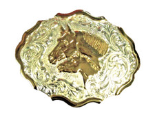 CRUMRINE MARE AND COLT WESTERN BELT BUCKLE