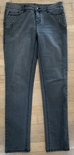 Cache Jeans Studded Gray Skinny Jeans Women  s Size 10 Embellished Mid Rise