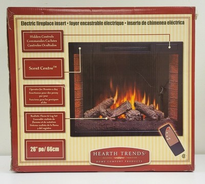 26u0026#034; Flat Ventless Insert Heater Electric Fireplace Firebox Hearth  Trends Remote | eBay