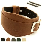 Men's Genuine Leather One-piece Cuff Pad Watch Strap Band 18 20 22 Moscow MM