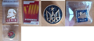 Konvolut 5 alte UdSSR Russische Sowjetische Pin Anstecker
