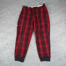 Vintage Woolrich Pants Mens 36x30 Red Black Buffalo Plaid Mackinaw 60s READ 