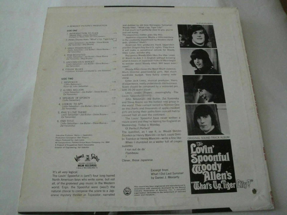 THE LOVIN' SPOONFUL Woody Allen's What's Up, Tiger Lily? VINYL LP ALBUM 1966 - Image 2 of 2