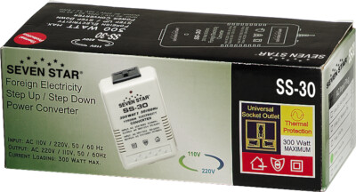 SevenStar SS-30 300 Watt Voltage Transformer Up/Down 110V to 220V
