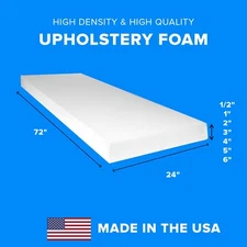 High Density Upholstery Foam Seat Couch Cushion Replacement - 24" x 72"
