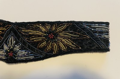 Beaded Black Cumberbund Belt Gold Silver Blue Red Floral  display picture 2