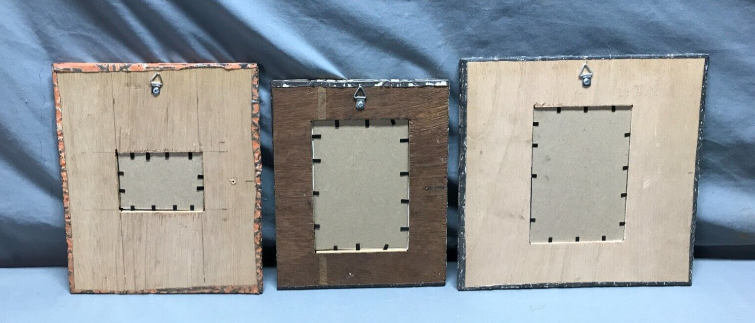 Vintage Mixed Lot 3 Shabby Tin Ceiling Wrapped Picture Frames Old 1822-24B