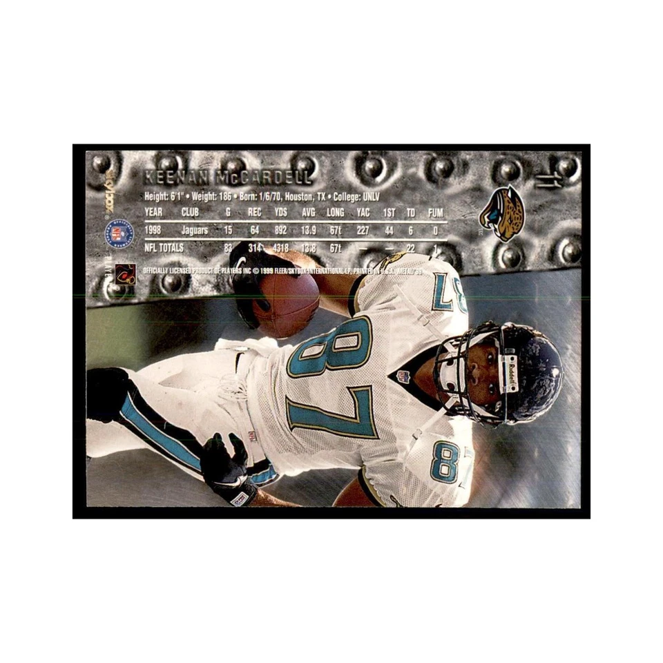 Keenan McCardell 1999 SkyBox Metal Universe #11 Football Cards Football Card NM - Image 2 of 3