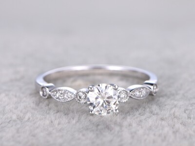 0.62 Ct Round Cut Real Moissanite Engagement Wedding Ring 925 Sterling Silver