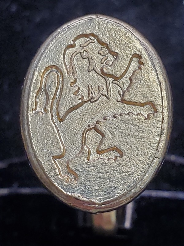 Vintage Gold Tone Brass Lion Heraldic Wax Seal Stamp NOS Scroll Top Medieval Vtg