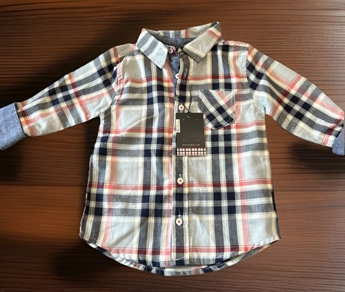 Ben Sherman Baby Boy Size 2T Button Up Shirt Plaid Multicolor New With Tags - Picture 2 of 5