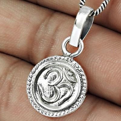 Real 925 Sterling Silver Handcrafted Valentine Gift Jewelry Pendant Om F19