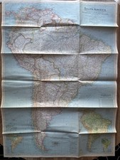 1942 National Geographic Map South America Airways Natural Resources Vtg