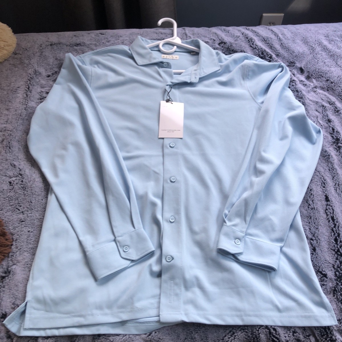 ike behar dress shirt Navy Linen Blend Tonal Dobby Two Pocket Short Sleeve S quilted collar. Men's Ike Behar Button Up
