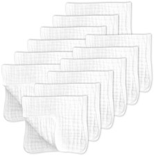 12 Pack Muslin Burp Cloths Large 100 Cotton Hand Washcloths for Baby - Baby ...