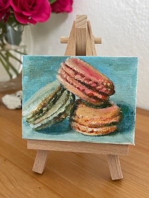  Macarons Miniature Painting Acrylic Original Direct From Artist