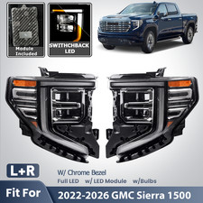 Full Led Headlights For 2022-2024 2025 2026 Gmc Sierra 1500 W Chrome Bezel Pair Full Led Headlights For 2022-2024 2025 2026 Gmc Sierra 1500 W Chrome Bezel Pair