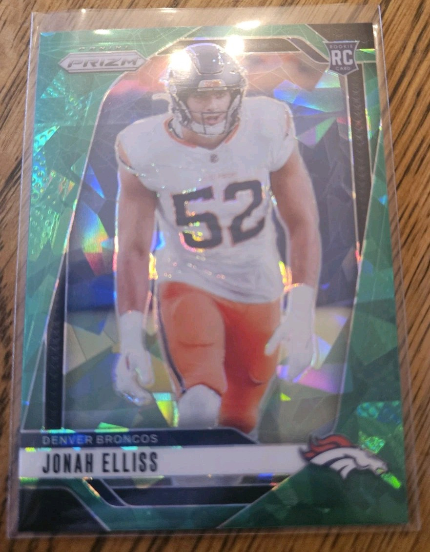2024 Panini Prizm Jonah Elliss #356 Green Cracked Ice (RC) Denver Broncos SSP