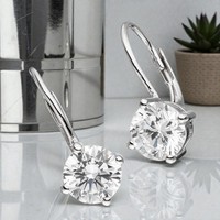 Boutons Quadratisch 925 Sterling Silber Rhodiniert 2 Zirkonia Ohrringe