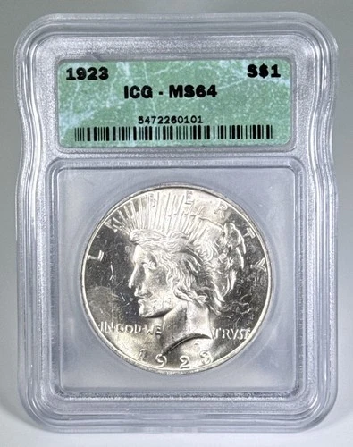 1923 Peace Silver Dollar ICG MS64 S$1 Philadelphia Minted