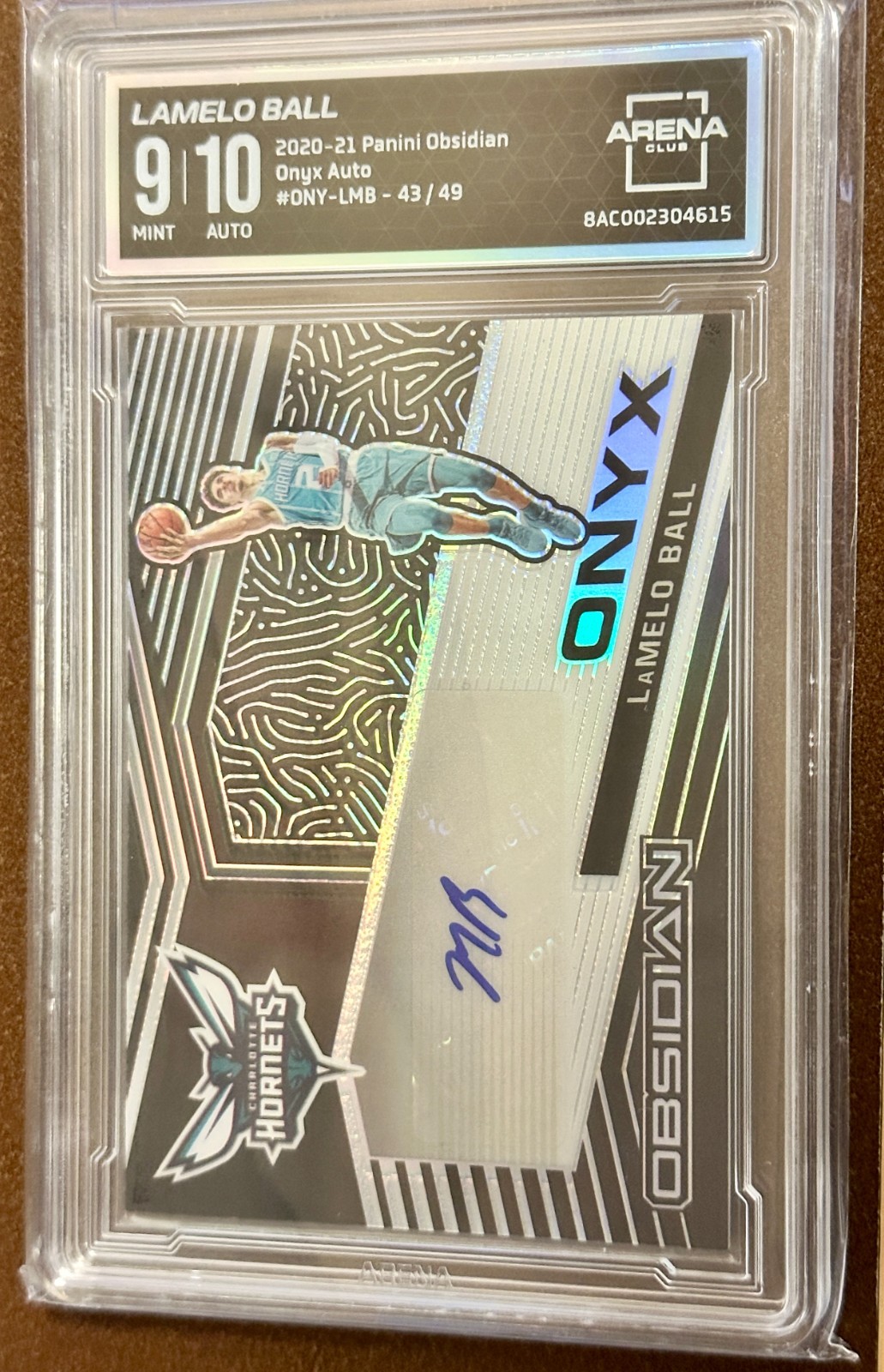 LaMelo Ball 2020 Panini Obsidian Onyx Rookie Auto #43/49 Mint 9 Auto 10