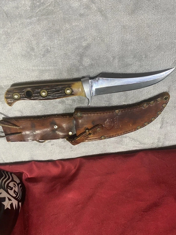 🔥 1967 PUMA 6393 SKINNER KNIFE LEATHER SHEATH W/ EXTRA FAT STAG HANDLE 🔥 - Image 2 of 4