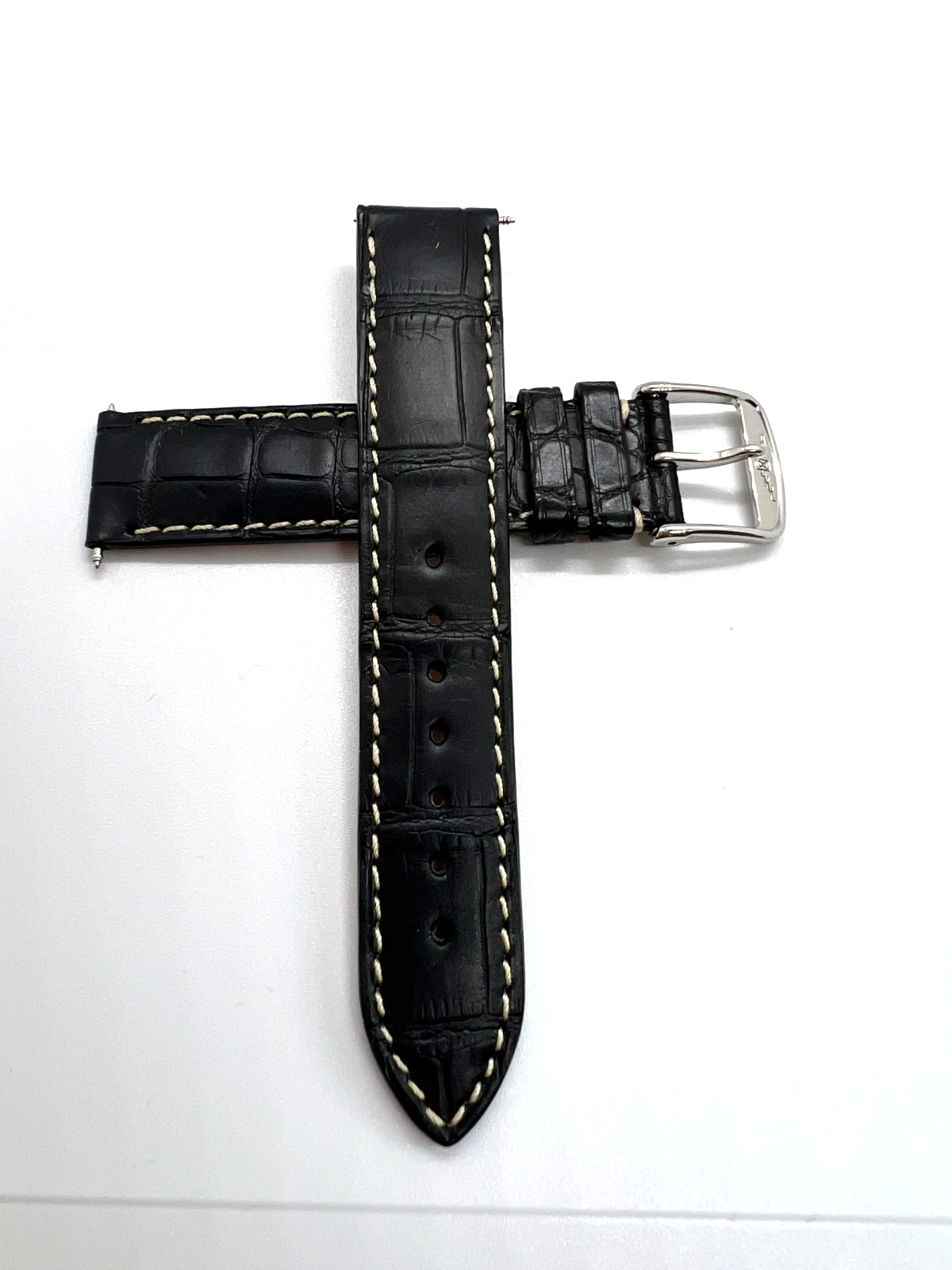 LONGINES - GENUINE LEATHER  - BUCKLE - BLACK - 19MM - NOS