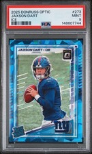 2025 Donruss Optic Football Jaxson Dart #273 Rookie RC Blue Ice /15 PSA 9
