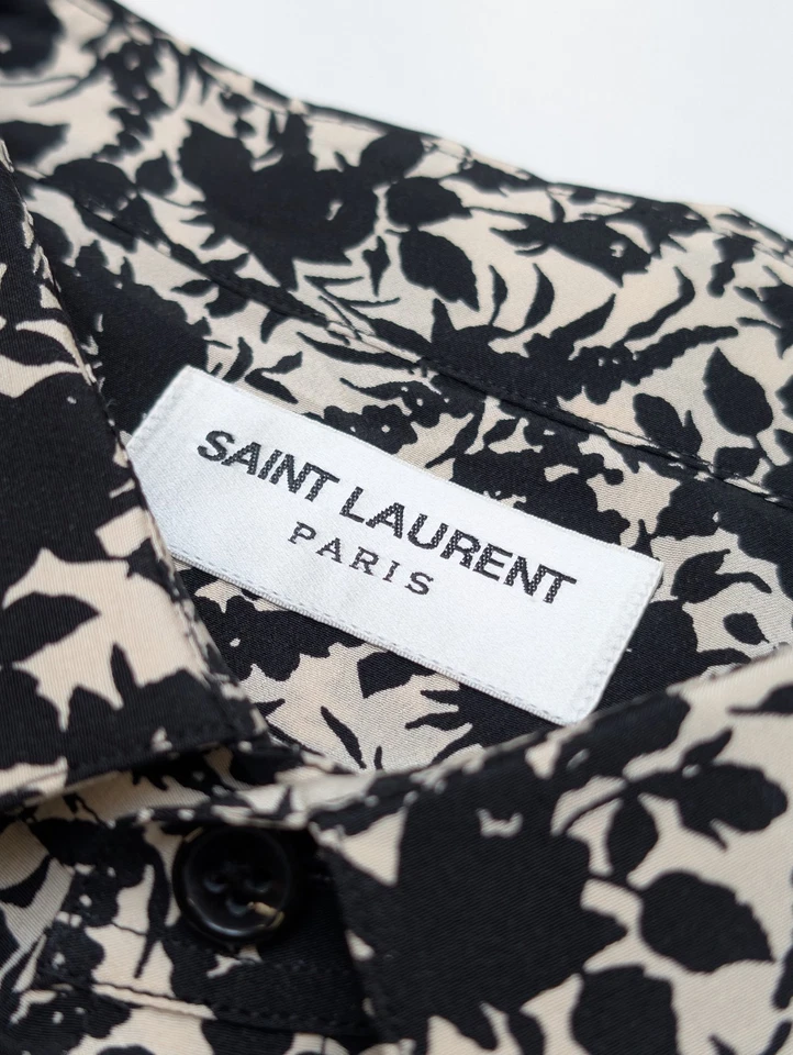 Camisa Saint Laurent Floral Seda Crepe De Chine Negra 43/17 PVP - £720 Foto 4 de 4