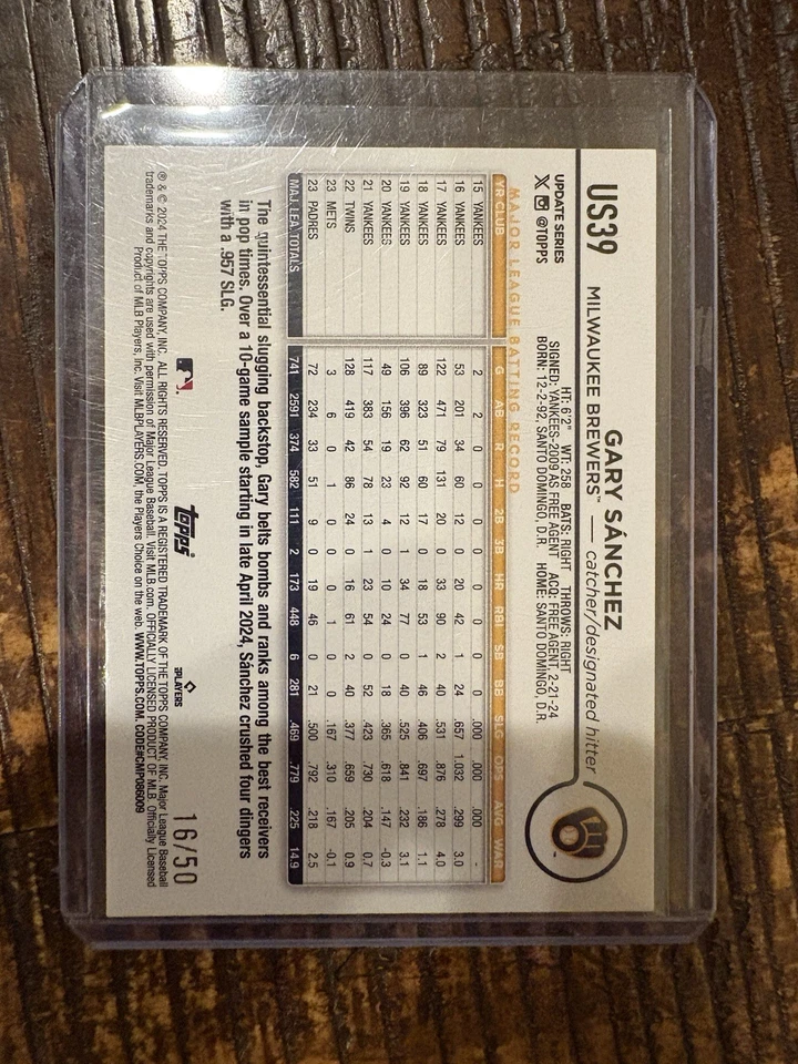 Topps Gary Sanchez 16/50 2024 Foto 2 de 2