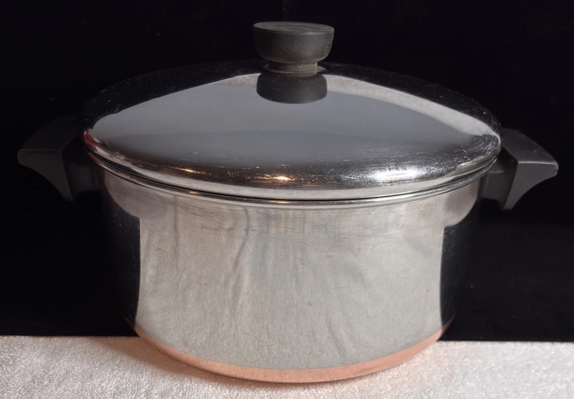 Vintage Revere Ware 1801 Copper Clad 4 1/2 Quart (4.5 Qt) Stock Pot / Dutch Oven