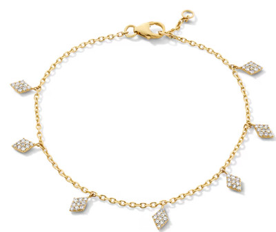 3/8 Cttw Lab-Grown Multi-Diamond Geometric Dangle Station Bracelet in 10K Gold