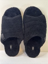 UGG Fluff Slipper Black Fur Slides Mens 14 Lounge Cozy Comfort Streetwear  