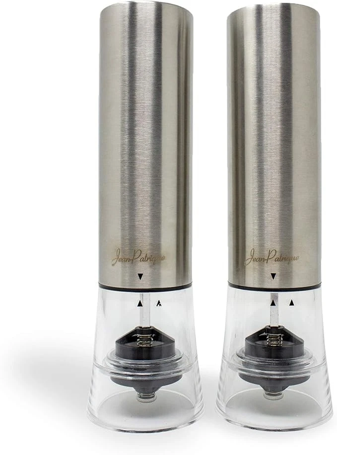 ElectrIc Salt and Pepper Grinder Set,‘One-Touch’ Stainless Steel, High Precision