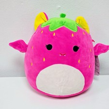 Squishmallows Gwendolyn The Magenta Strawberry Fruit Bat Blacklight 8 Inch Tag