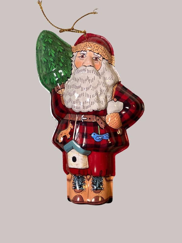 Hallmark 1996 Woodland Santa Pressed Tin Ornament