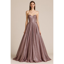 Sherri Hill Metallic Pink Glitter Ball Gown 0 Strapless Corset Back Prom Dress