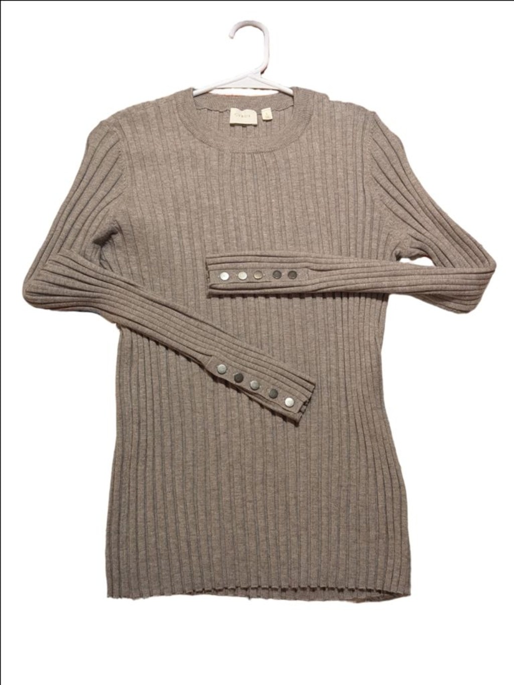 Women's Cyrus Ribbed Sweater Tan/Silver Size L