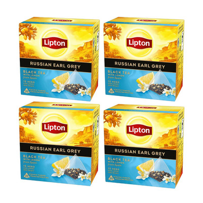 4x Russian Earl Grey Black Tea Pyramid Bags 20ct Bergamot Lemon Twist