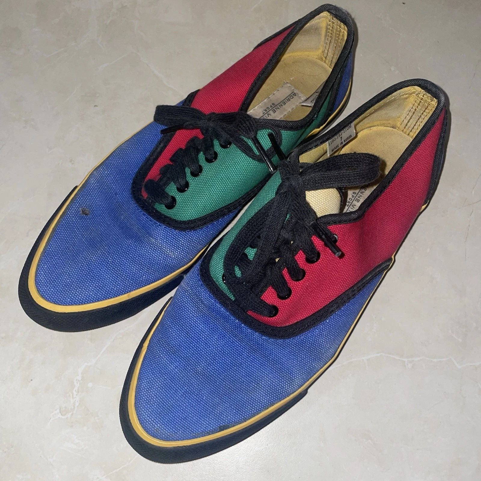 Vintage Adrienne Vittadini Colorblock Sneakers Size 7 Womens Colorful