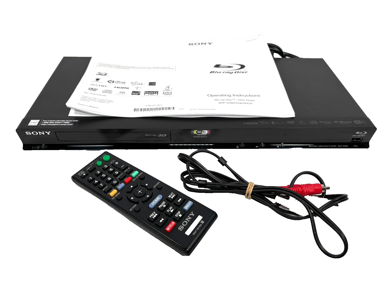 Sony BDP-S580 3D Blu-Ray DVD Player ~ WiFi ~ HDMI ~ w/Remote ~ WORKS - See Video