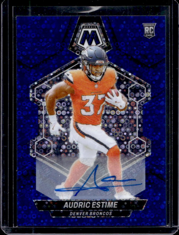 2024 Mosaic Audric Estime Rookie Auto No Huddle Blue Prizm Rookie #392