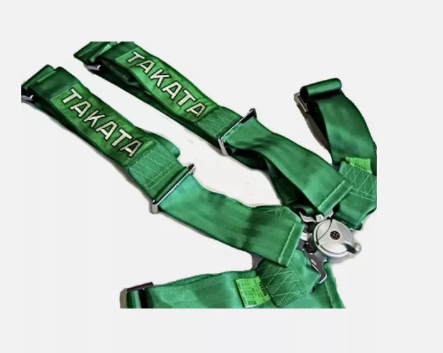 2X TAKATA 4 Point Snap-On 3" With Camlock Racing Seat Belt Harness  GREEN