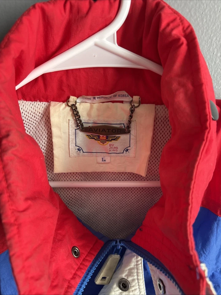 VINTAGE ZERO KING MENS AVIATOR NYLON BOMBER HOODED MICRO TECH FLIGHT JACKET L - Image 2 of 3