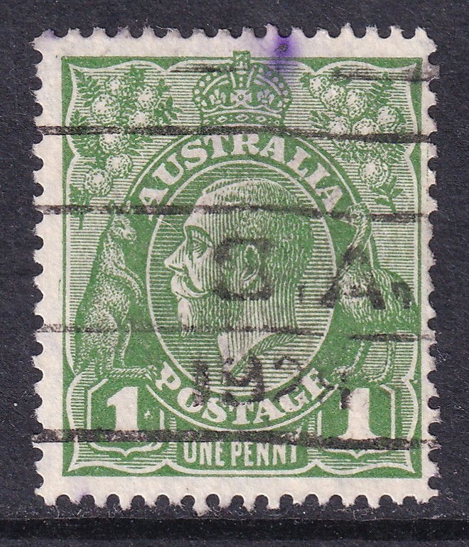 Australia good used KGV Die 2 penny green stamp
